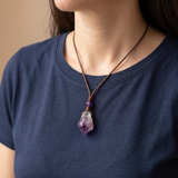 Amethyst Necklace - Unprocessed with Leather Cord