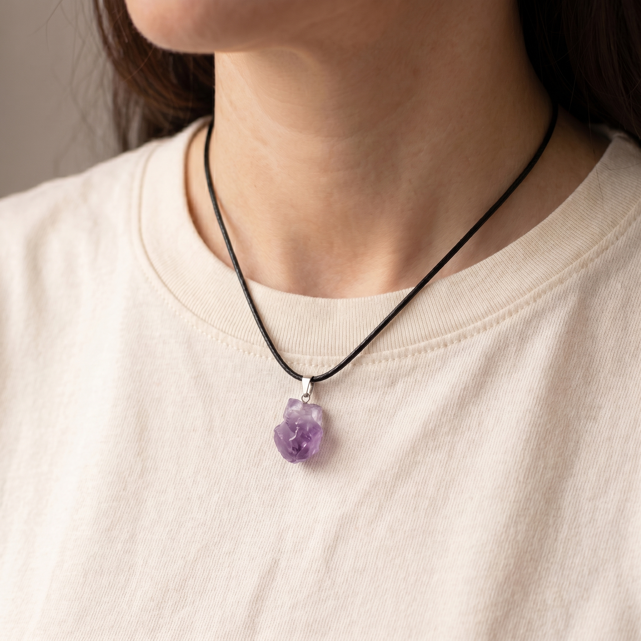 Amethyst Necklace - Unprocessed Natural Stone