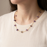 Amethyst Necklace - Raw Beads in Silver