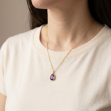 Amethyst Necklace with Gold Chain