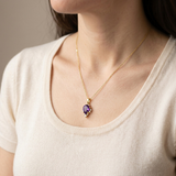 Amethyst Necklace - Natural Stone with Crystals