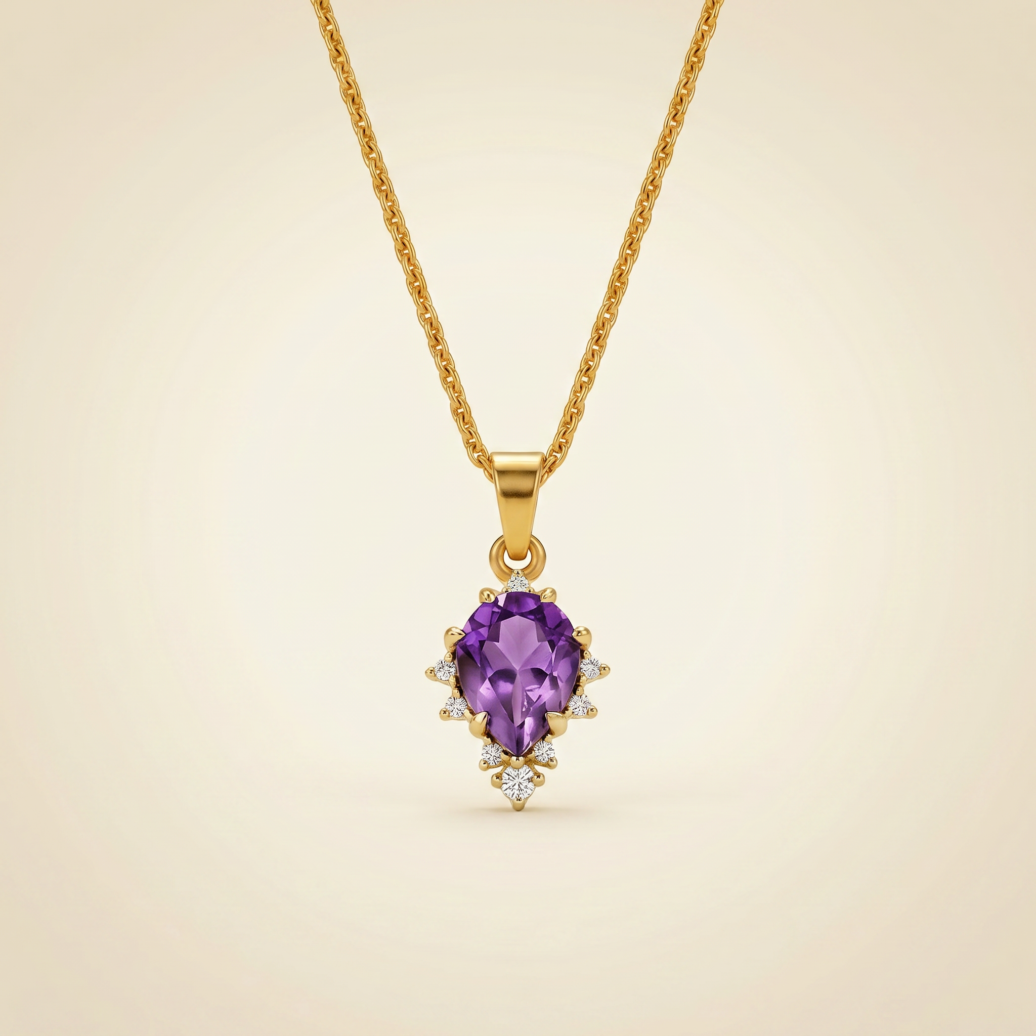 Amethyst Necklace - Natural Stone with Crystals