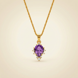 Amethyst Necklace - Natural Stone with Crystals