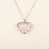 Clear Quartz Necklace - Natural Medallion with Border