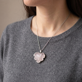 Clear Quartz Necklace - Natural Medallion with Border