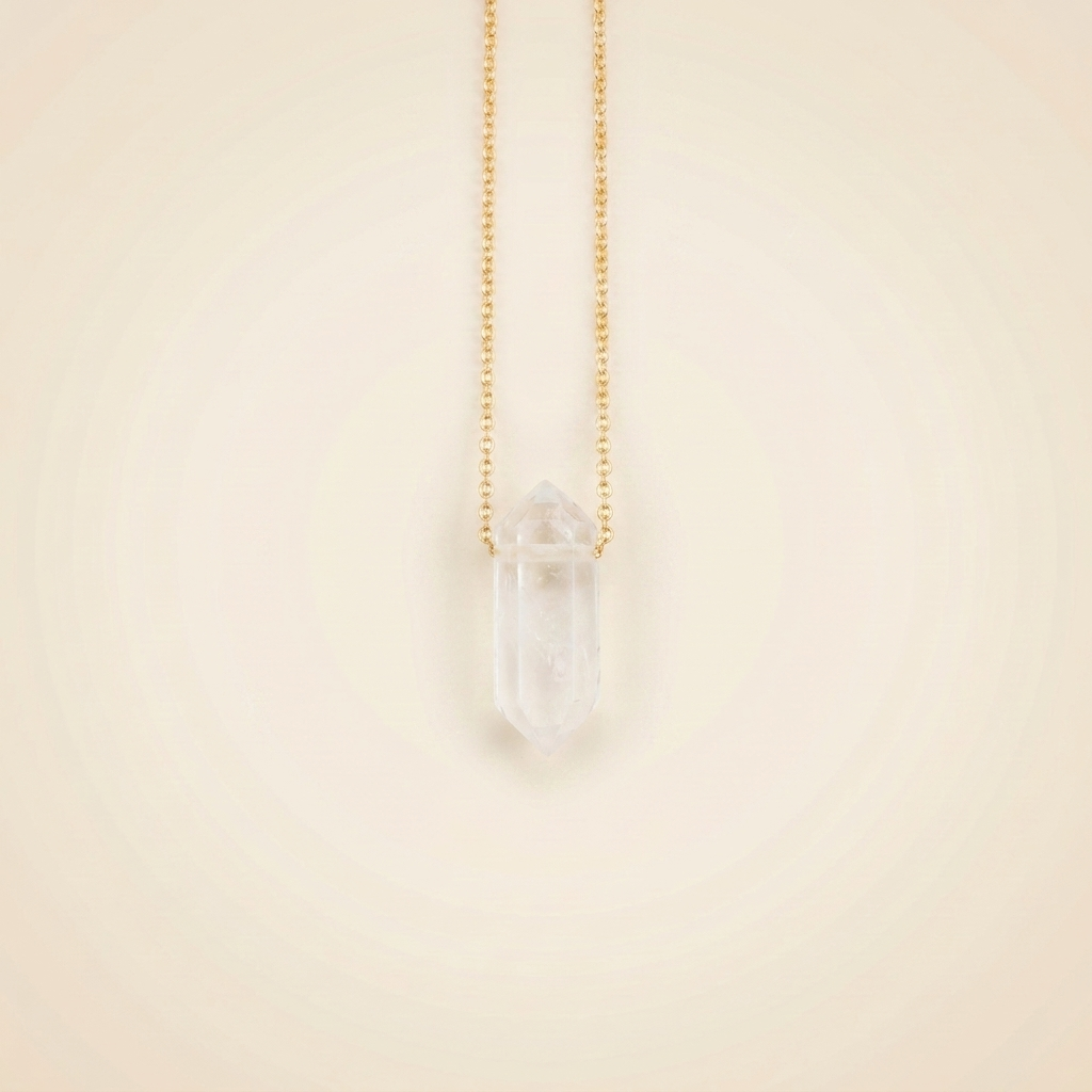 Clear Quartz Necklace - Gold Plating