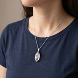 Clear Quartz Necklace - Gold Leaf Chain
