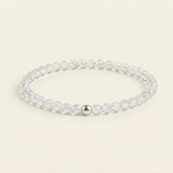Clear Quartz Natural Stone Bracelet with Silver Bead