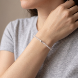 Clear Quartz Natural Stone Bracelet with Silver Bead