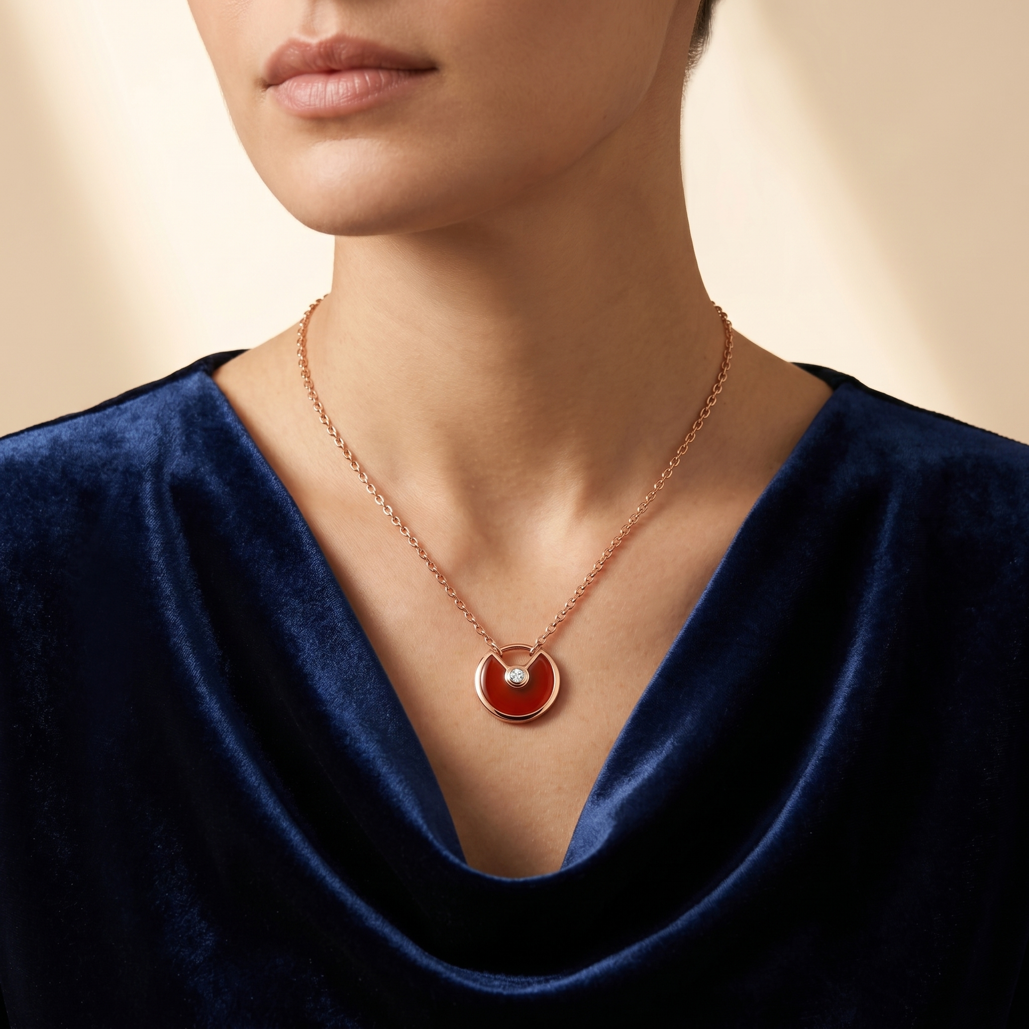 Carnelian Necklace - Circle Pendant