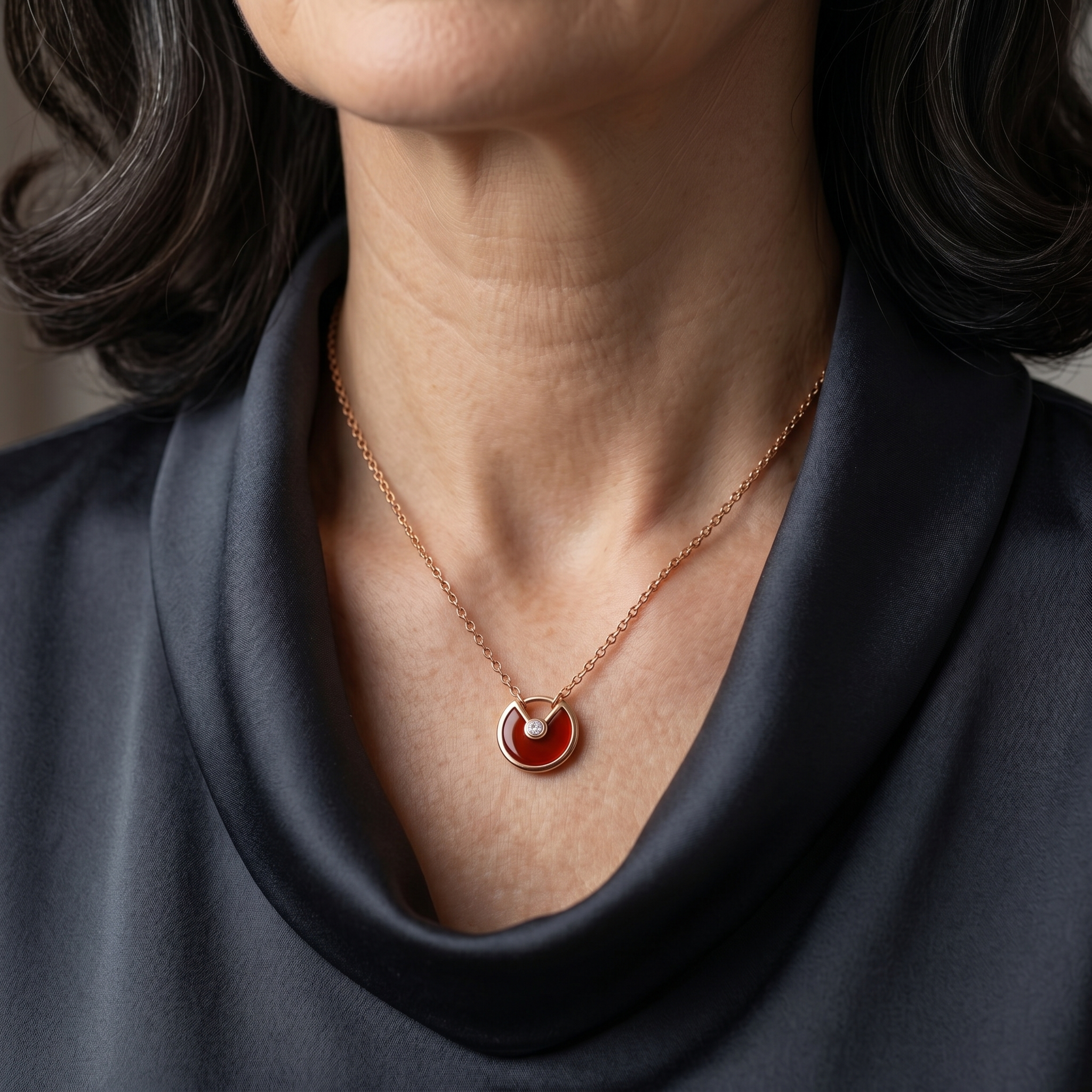 Carnelian Necklace - Circle Pendant