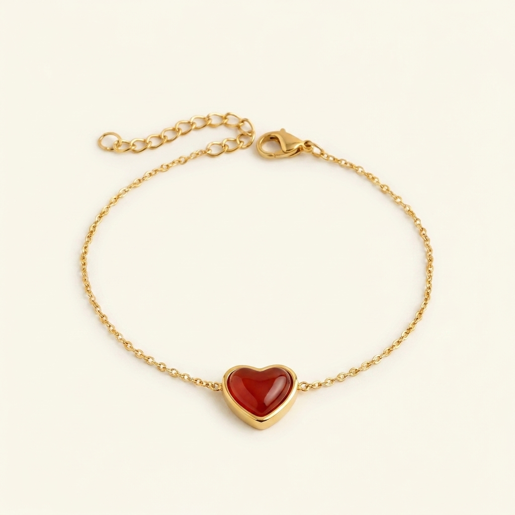 Carnelian Bracelet - Heart Shape