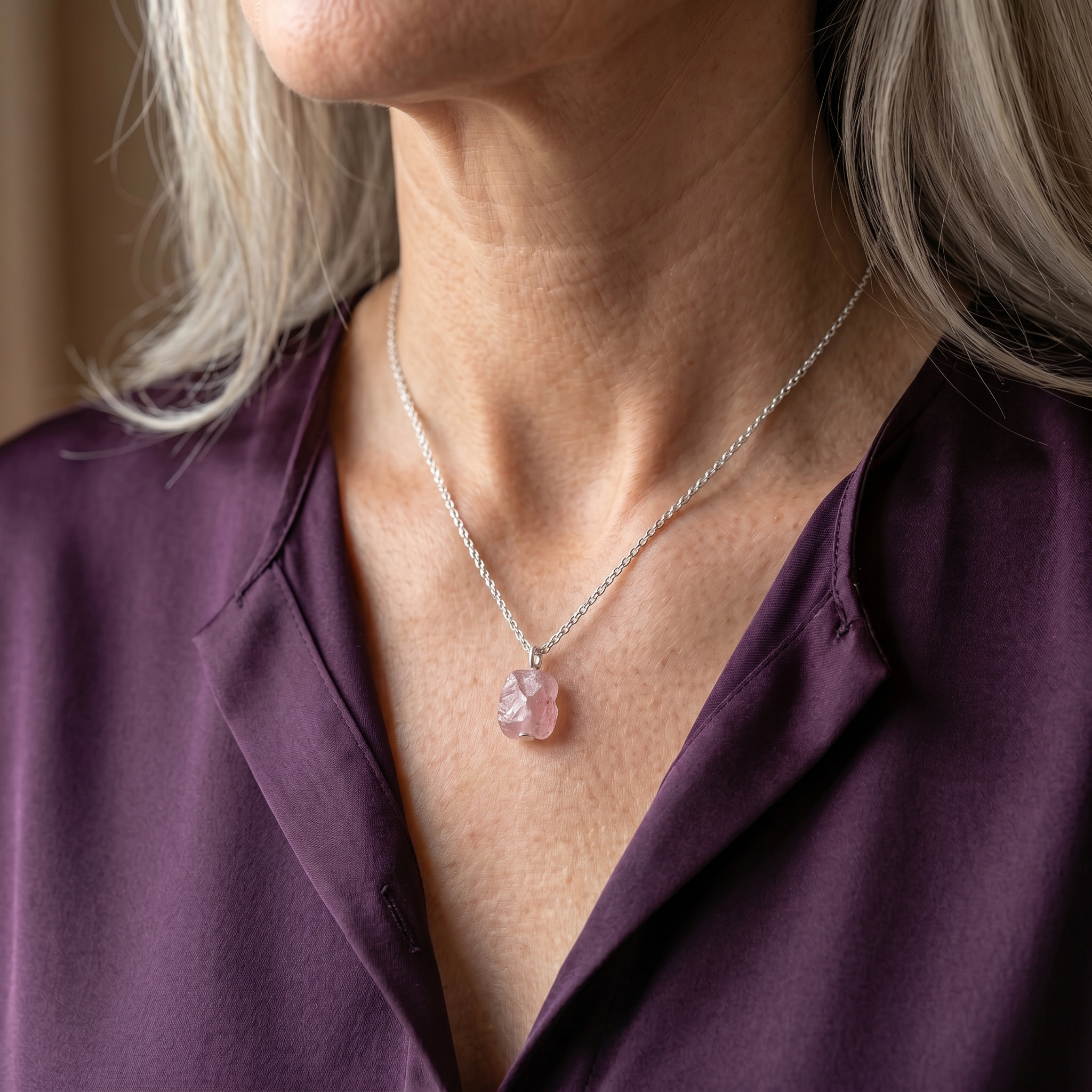 Rose Quartz Necklace - Raw Stone