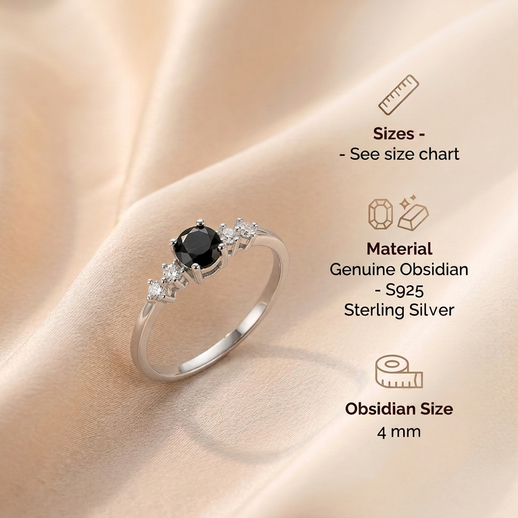 Obsidian Ring - Pearl Cut