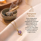 Amethyst Necklace - Natural Stone with Crystals