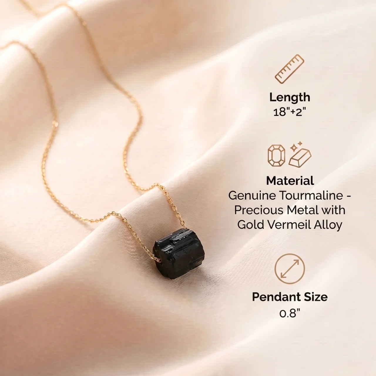 Tourmaline Necklace - Raw Stone in Silver with Gold Plating