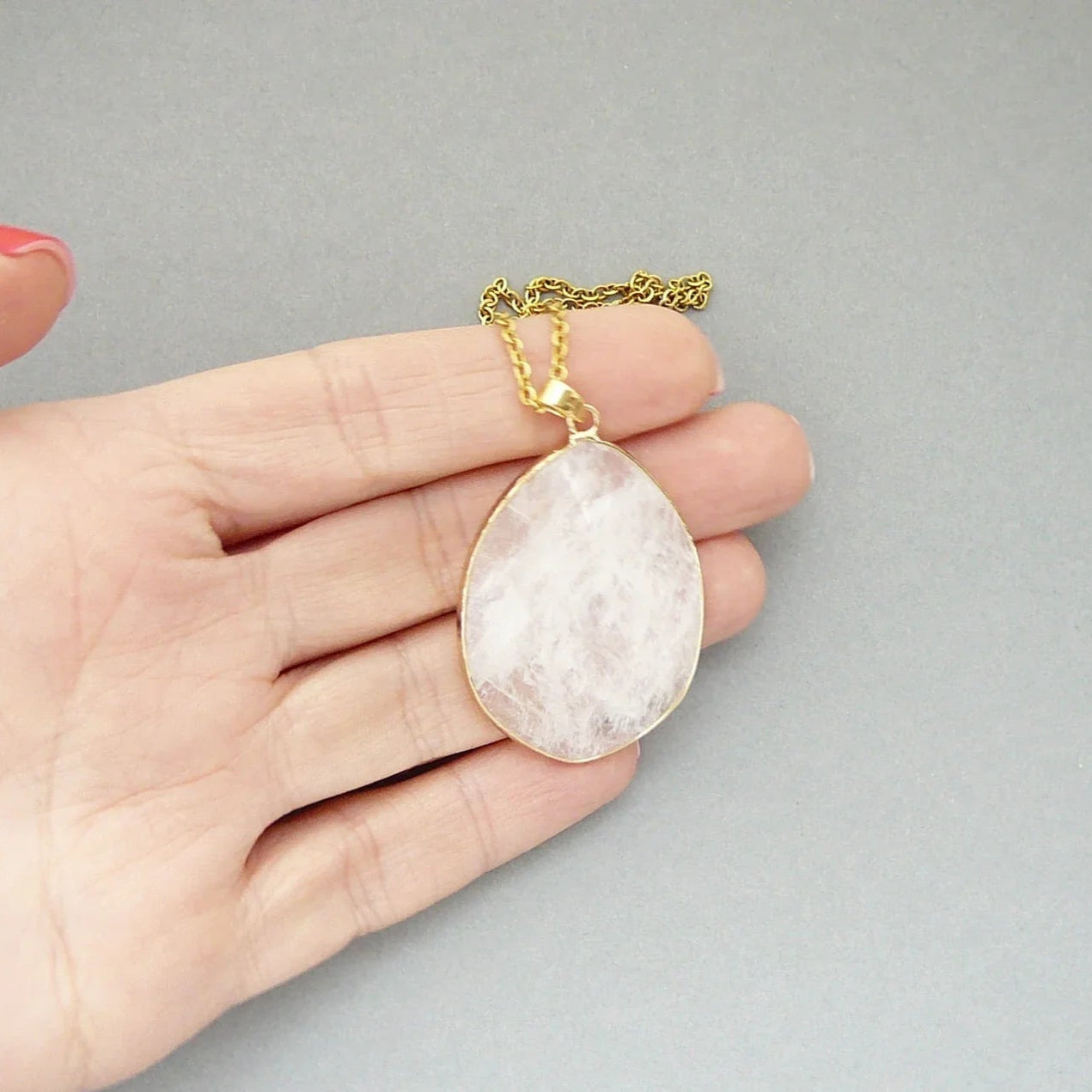 Clear Quartz Necklace - Medallion