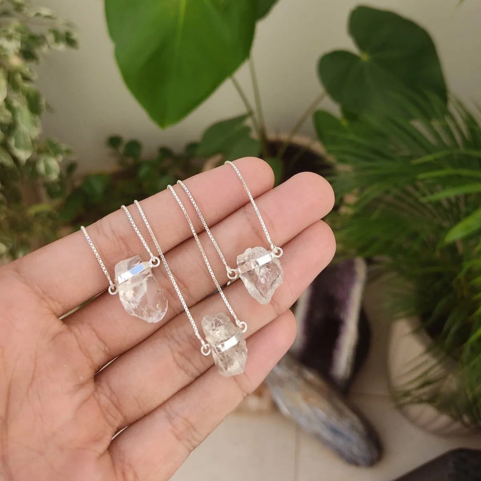 Clear Quartz Necklace - Unprocessed Raw Stone