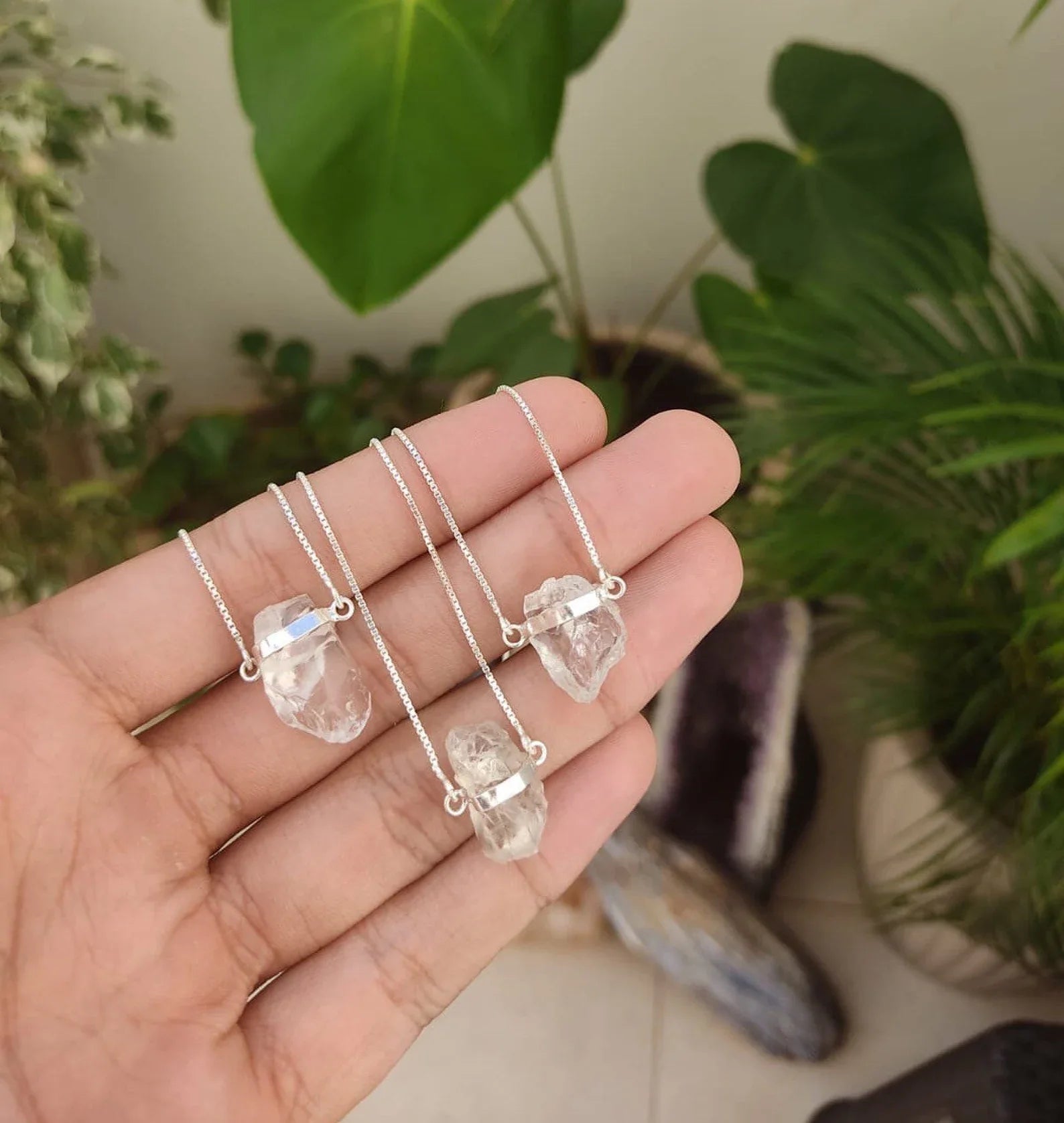 Clear Quartz Necklace - Unprocessed Raw Stone