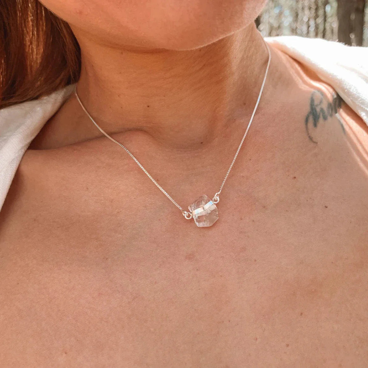 Clear Quartz Necklace - Unprocessed Raw Stone