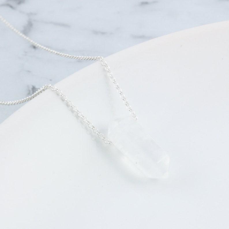 Clear Quartz Necklace - 14K Gold Plating