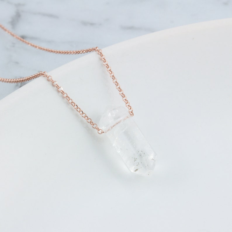 Clear Quartz Necklace - 14K Gold Plating
