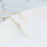 Clear Quartz Necklace - 14K Gold Plating