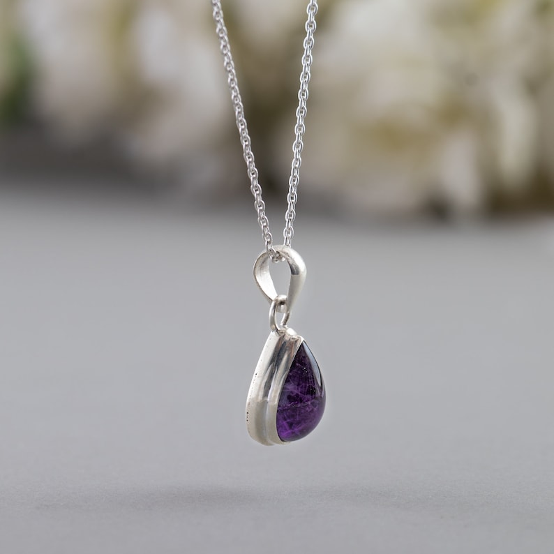 Amethyst Necklace - Bead Pendant S925 Silver
