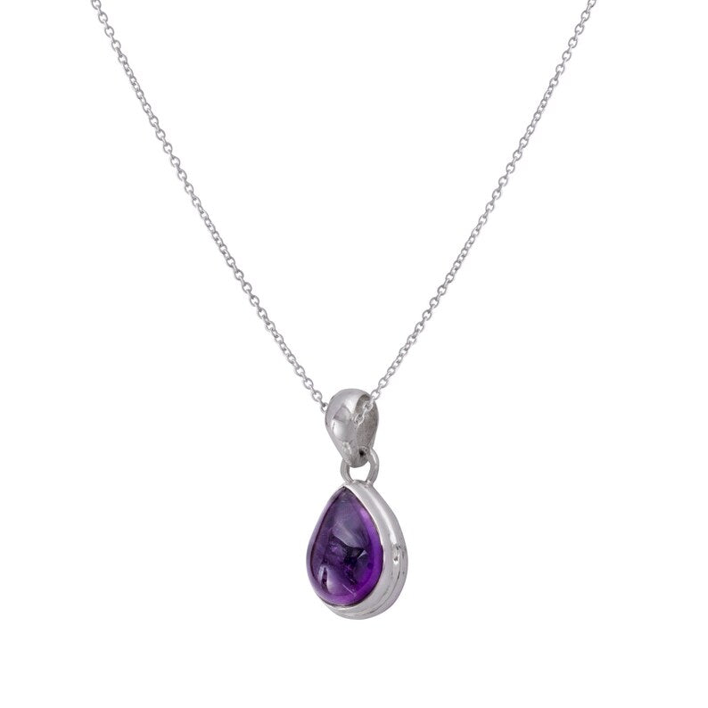 Amethyst Necklace - Bead Pendant S925 Silver