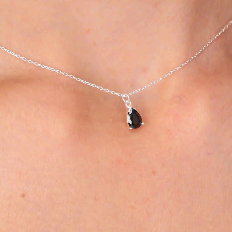 Obsidian Necklace - Teardrop Shape S925 Silver
