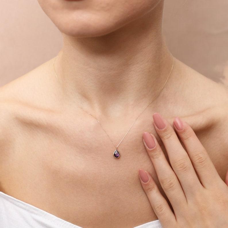 Amethyst Necklace with 14K Gold Chain
