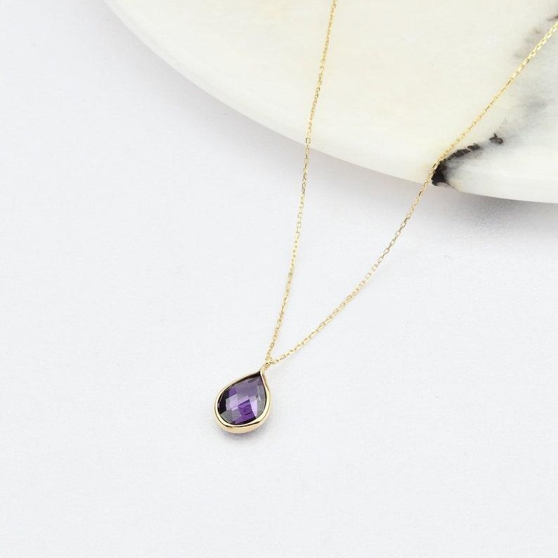 Amethyst Necklace with 14K Gold Chain