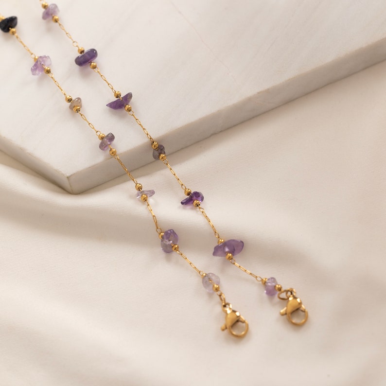 Amethyst Necklace - Raw Beads S925 Silver