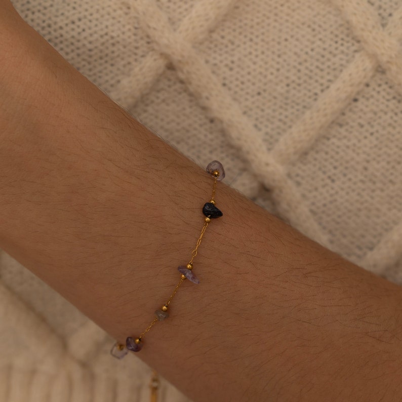 Amethyst Armband - Naturperlen S925 Silber - legiert