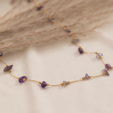 Amethyst Necklace - Raw Beads S925 Silver