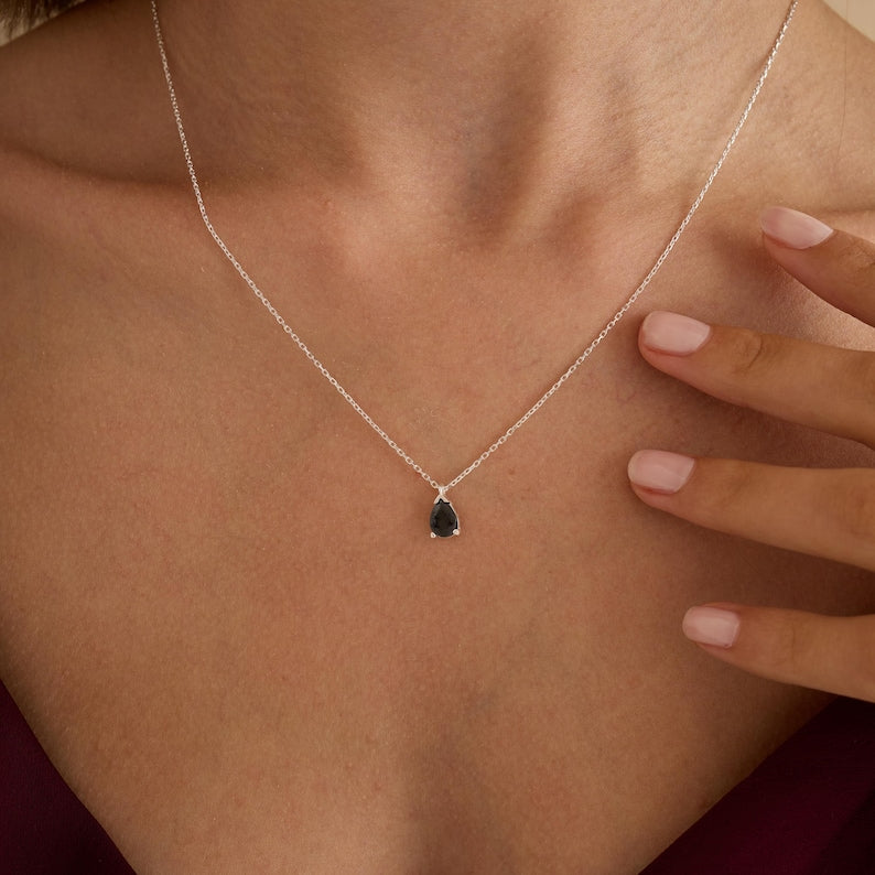 Obsidian Necklace - Teardrop Shape S925 Silver