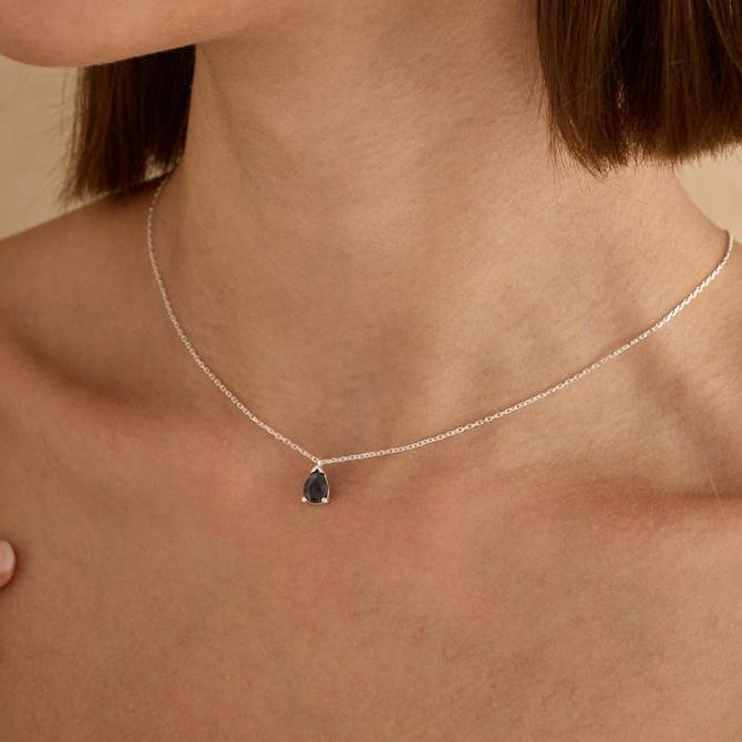 Obsidian Necklace - Teardrop Shape S925 Silver