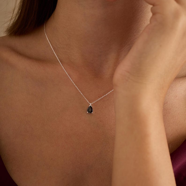 Obsidian Necklace - Teardrop Shape S925 Silver