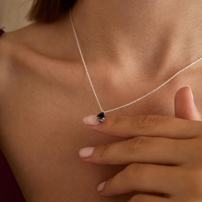 Obsidian Necklace - Teardrop Shape S925 Silver