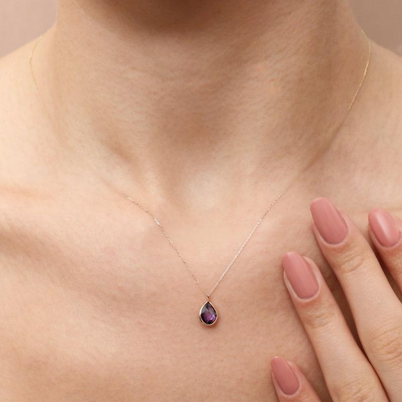 Amethyst Necklace with 14K Gold Chain