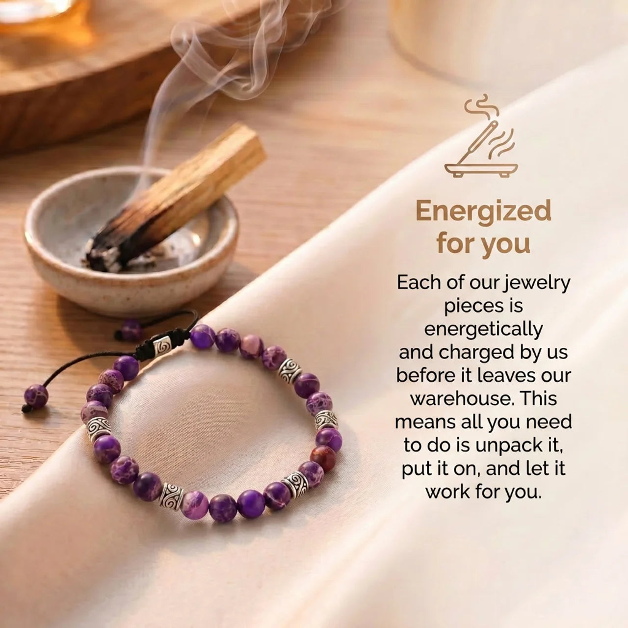 Tibetan Energy Bracelet - Purple Jasper