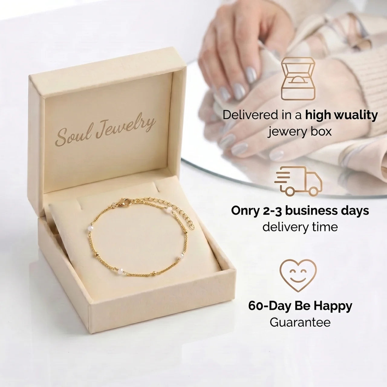 Moonstone Bracelet - Silver with Gold Plating