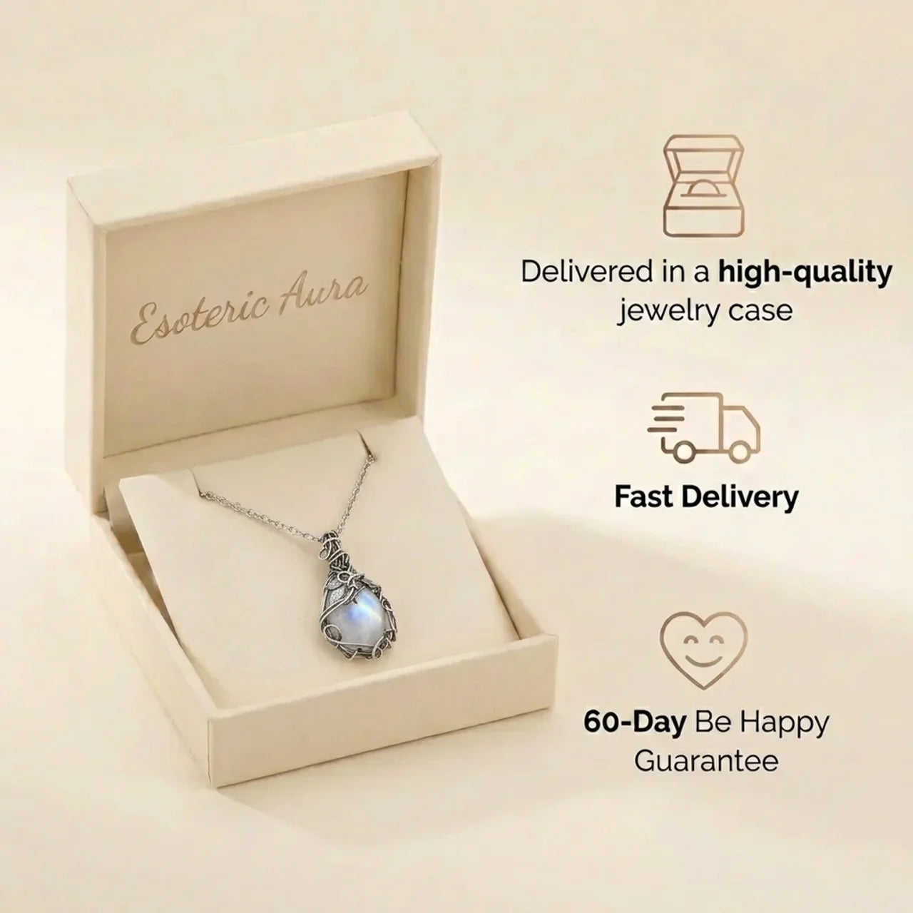 Moonstone Necklace - Wire Pendant