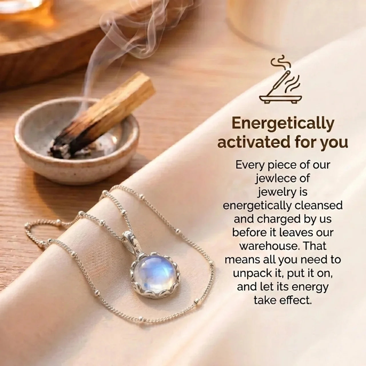 Moonstone Necklace - Round Cut Pendant
