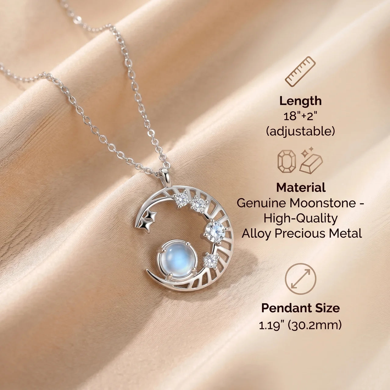 Moonstone Necklace - Moon Pendant