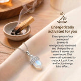 Moonstone Necklace - Hexagon with Crystals
