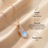 Moonstone Necklace - Hexagon with Crystals