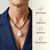 Moonstone Necklace - Teardrop Shape Leather Cord