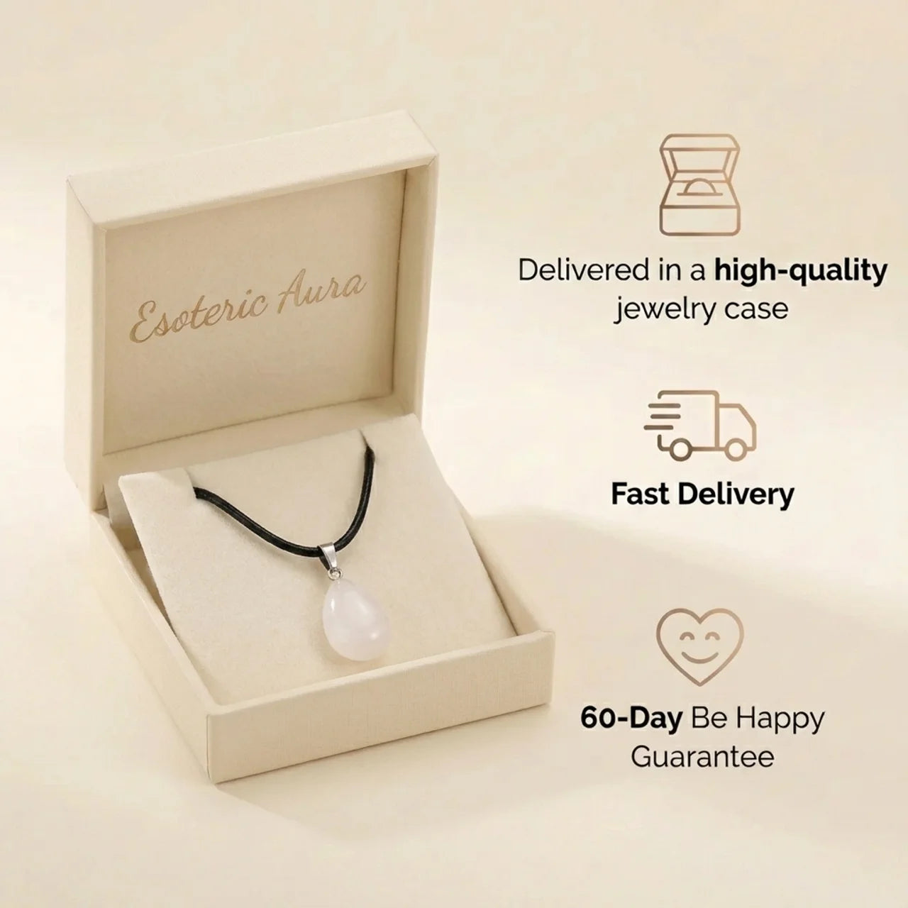 Moonstone Necklace - Teardrop Shape Leather Cord