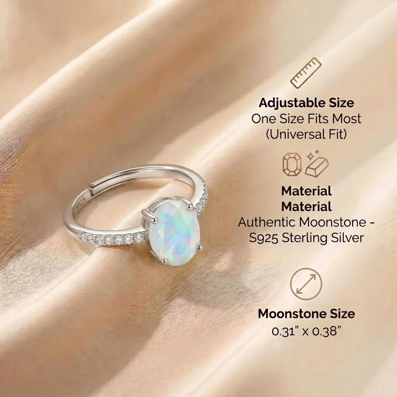 Moonstone Ring - Bright